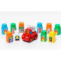 Molto Faltbare Feuerwache mit 10 Bausteinen und Elektroauto Складная пожарная часть из 10 кирпичей и электромобиля