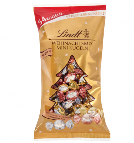 Lindt Weihnachtsmix Mini Kugeln Glamour 268g, Линдт Новогодний подарочный набор Мини-шариков Lindt Glamou, 268 граммr
