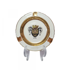Пепельница винтажная Winterling Engen, белый фарфор с золотым декором "Герб Вены, 10,5 x 1,5 см, Германия, 1960-70гг.