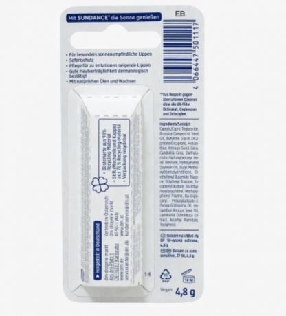 SUNDANCE Lippenpflegestift sensitive Солнцезащитная гигиеническая помада Уход за губами Sensitive SPF 50, 4,8 г