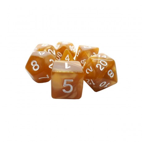 dice4friends 7-tlg. RPG Wurfelset Pearl: Toffee\/White 7 шт. RPG Dice Set Pearl: Toffee/White