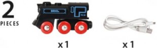 BRIO Schwarze Akku-Lok mit Mini-USB Черный аккумуляторный локомотив с мини-USB