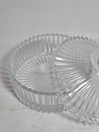 Емкость для хранения винтажная Mikasa Diamond Fire с крышкой, хрусталь, 16 см, Германия, 1970-80гг.