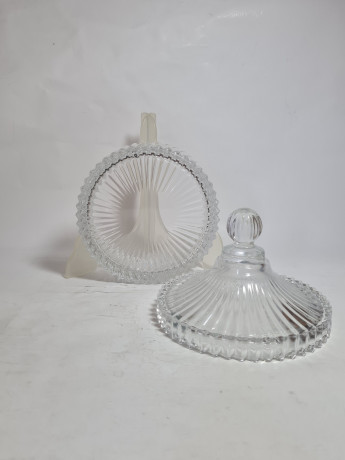 Емкость для хранения винтажная Mikasa Diamond Fire с крышкой, хрусталь, 16 см, Германия, 1970-80гг.