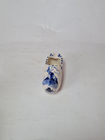 Delft Blue Holland Башмачок "Мельница" с синим декором, ручная роспись, дельфтский фарфор, 12 x 5 см , Голландия, 1960-70гг.