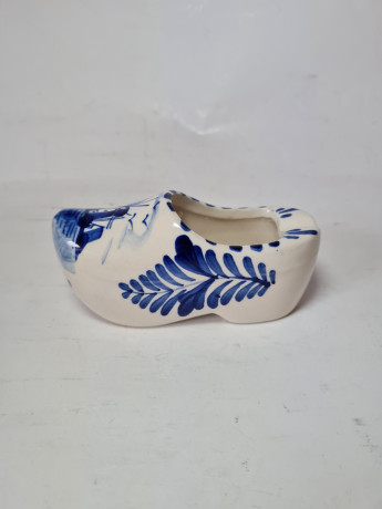Delft Blue Holland Башмачок "Мельница" с синим декором, ручная роспись, дельфтский фарфор, 12 x 5 см , Голландия, 1960-70гг.