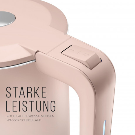 Balter Balter Wasserkocher WK-4-PK, Edelstahl, 1,7 Liter, Doppelwand Design, BPA frei, LED, pink  Чайник Balter WK-4-PK, нержавеющая сталь, 1,7 литра, конструкция с двойными стенками, без BPA, светодиод, розовый