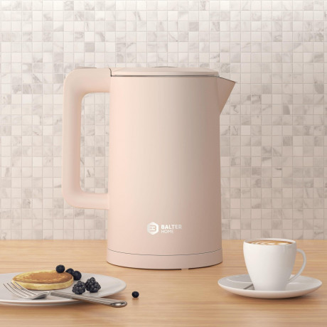 Balter Balter Wasserkocher WK-4-PK, Edelstahl, 1,7 Liter, Doppelwand Design, BPA frei, LED, pink  Чайник Balter WK-4-PK, нержавеющая сталь, 1,7 литра, конструкция с двойными стенками, без BPA, светодиод, розовый