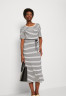Tommy Hilfiger STRIPE MIDI Jersey dress white/desert sky ПОЛОСКА МИДИ Платье из джерси белое/пустынное небо