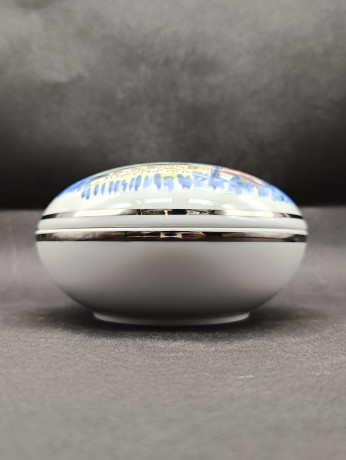 Шкатулка винтажная Lubero / R.Nock "Почетный дар муниципалитета Офтерсхайм" с изображением города, 13.5 см, фарфор, Германия, 1970-80гг.