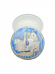 Шкатулка винтажная Lubero / R.Nock "Почетный дар муниципалитета Офтерсхайм" с изображением города, 13.5 см, фарфор, Германия, 1970-80гг.