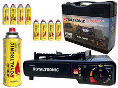 ROYALTRONIC ROYALTRONIC Gaskocher Campingkocher inkl. Kartuschen und Koffer, (Campingkocher Set mit Kartuschen, Campingkocher Set)  Походная газовая плита ROYALTRONIC, включая катриджи и футляр (набор походной печи с картриджами, набор походной печи)
