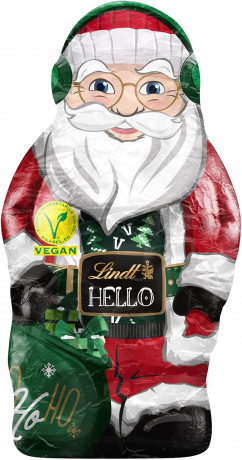 Lindt 2025 Hello Santa Vegan 3stk x 80 g, Линдт Веган Дед Мороз, 12см, 80 грамм х 3 штуки (240 грамм)