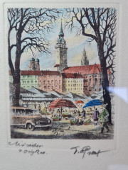 Картина в деревянной раме винтажная "Галерея Отто", 19 x 14,5 x 1,5 см, Германия, 1970-80гг.