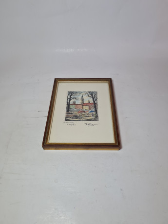 Картина в деревянной раме винтажная "Галерея Отто", 19 x 14,5 x 1,5 см, Германия, 1970-80гг.