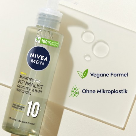 Nivea Sensitive Pro Menmalist Gesicht- Und Bart Waschgel  Гель для мытья лица и бороды Sensitive Pro Menmalist