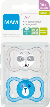 MAM Соска Air Силикон	 ab 16 Месяц	ы для Jungen inklusive sterilisier-Transportbox, 2 шт