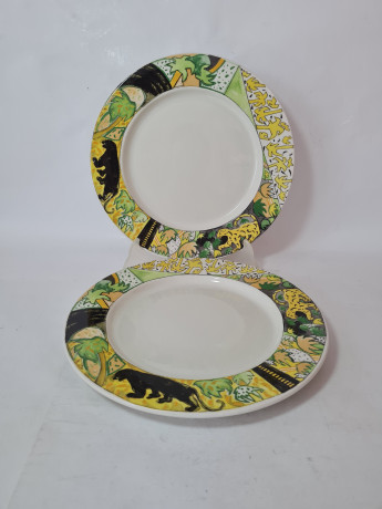 Тарелки винтажные Mercantile с ярким африканским мотивом, керамика, 27 см, 2 шт., Италия, 1960-70гг.