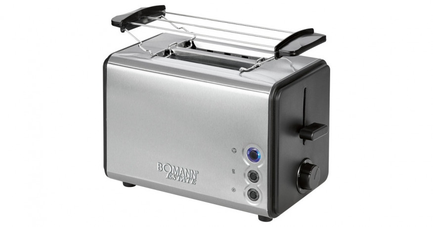 Bomann Bomann Toaster TA 1371 CB edelstahl/schwarz, 850 Watt, fur 2 Scheiben Toast  edelstahl/schwarz Тостер Bomann TA 1371 CB нержавеющая сталь/черный, 850 Вт, на 2 ломтика тостов