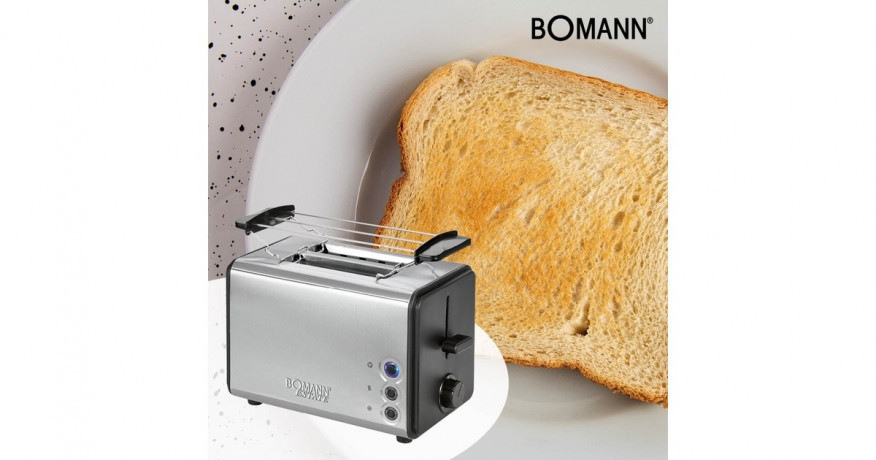 Bomann Bomann Toaster TA 1371 CB edelstahl/schwarz, 850 Watt, fur 2 Scheiben Toast  edelstahl/schwarz Тостер Bomann TA 1371 CB нержавеющая сталь/черный, 850 Вт, на 2 ломтика тостов