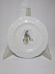 Lierre Lauvage CNP France Винтажная тарелка с фактурным краем "Продавец на ярмарке в Париже", Франция, 1960-70гг.