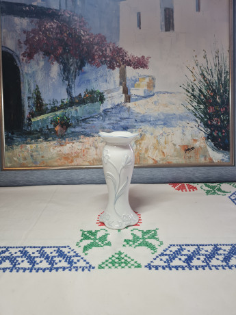 Подсвечник винтажный Seltmann Weiden Bavaria с фактурным цветочным рисунком в голубых тонах, фарфор, 13,5 x 6 см, Германия, 1960-70гг.