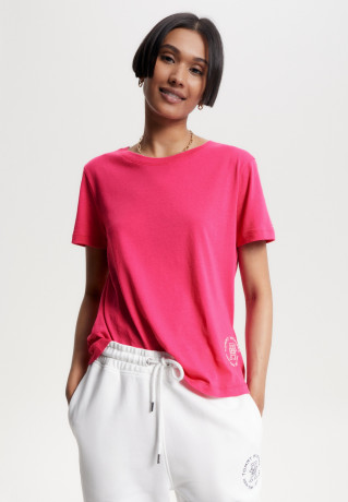 Tommy Hilfiger Basic T-shirt bright cerise pink Базовая футболка ярко-вишнево-розовый