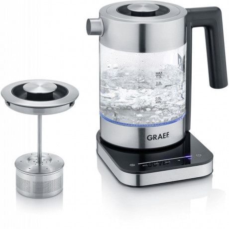 Graef Graef Wasserkocher WK 350 Wasserkocher transparent/edelstahl, 1 l, 2000 W  Чайник Graef WK 350 чайник прозрачный/нержавеющая сталь, 1 л, 2000 Вт