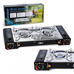 ZMC ZMC Gaskocher Doppel Campingkocher 2 flammig MSF-1a 227g Gaskartusche + LPG Anschluss, (Herd 2in1 DOPPEL 2Fach Gasherd Gas Ofen Butan Kochfeld), 2 flammig Camping Gas Kocher Outdoor Campingkocher  Газовая плита ZMC двойная походная плита 2-пламенная г