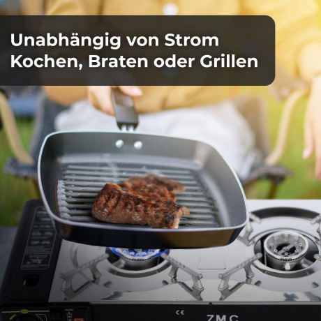 ZMC ZMC Gaskocher Doppel Campingkocher 2 flammig MSF-1a 227g Gaskartusche + LPG Anschluss, (Herd 2in1 DOPPEL 2Fach Gasherd Gas Ofen Butan Kochfeld), 2 flammig Camping Gas Kocher Outdoor Campingkocher Газовая плита ZMC двойная походная плита 2-пламенная г
