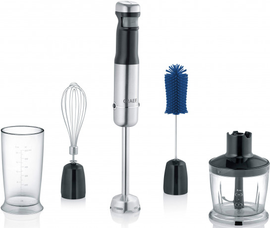 Graef Graef Akku-Stabmixer HB 802, kabellos, 200 W, inkl. 4-teiligem Zubehor und Aufbewahrungsbox  Беспроводной ручной блендер Graef HB 802, беспроводной, 200 Вт, включая аксессуары из 4 предметов и ящик для хранения.