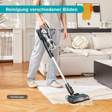Eureka! Eureka! Akku-Hand-und Stielstaubsauger Ideal fur Hartboden, Teppiche, Tierhaare, 450,00 W, beutellos, 450W Tierstaubsauger: Stark, 60 Min Laufzeit, Touchscreen – Haare  Эврика! Беспроводной ручной пылесос, идеально подходит для твердых полов, ковр
