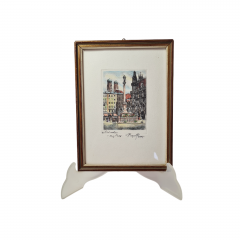 Картина в деревянной раме винтажная "Галерея Отто, Вена", 19 x 14,5 x 1,5 см, Австрия, 1970-80гг.