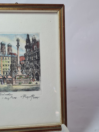 Картина в деревянной раме винтажная "Галерея Отто, Вена", 19 x 14,5 x 1,5 см, Австрия, 1970-80гг.