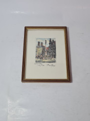 Картина в деревянной раме винтажная "Галерея Отто, Вена", 19 x 14,5 x 1,5 см, Австрия, 1970-80гг.