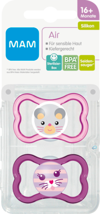 MAM Соска Air Силикон	 ab 16 Месяц	ы для Mädchen inklusive sterilisier-Transportbox, 2 шт