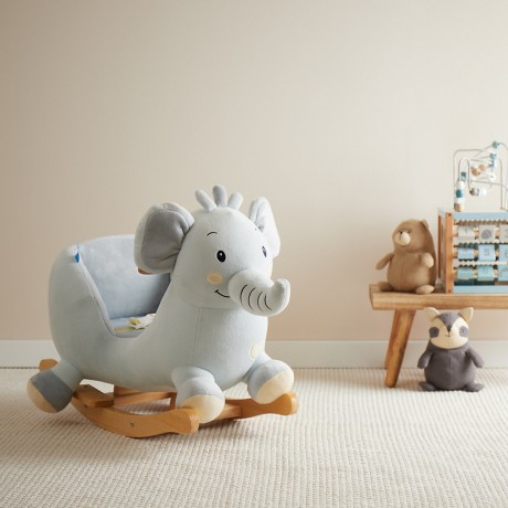 bieco Schaukelpferd Plusch Elefant Schaukeltier 60 cm Baby Wippe Holz Spielzeug ab 9M Schaukeltiere Лошадка-качалка