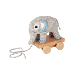 SindiBaba® Nachziehspielzeug Elefant JUMBO gehakelt mit Rassel Тянуть за собой игрушечного слона ДЖАМБО крючком с погремушкой