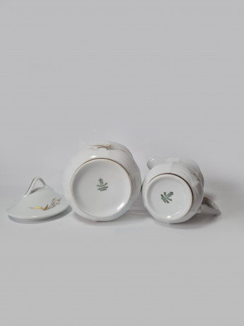 Winterling Markteluthen Bavaria Изысканный фарфоровый набор: cахарница и молочник с позолотой и рельефным рисунком, Германия, 1960-70гг.