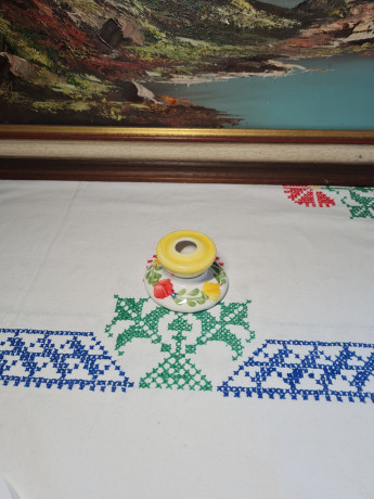 Decorado Amano Подсвечник с ярким цветочным рисунком, ручная роспись, 4 x 7 см, Италия, 1960-70гг.