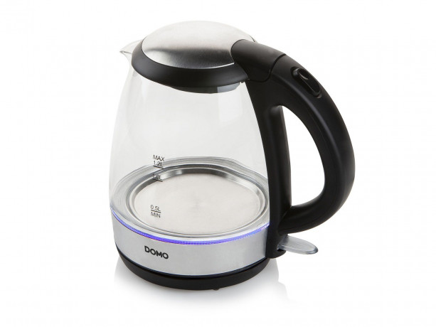 Domo Wasserkocher, 1.2 l, 2200 W, Glas LED Beleuchtung 360° Edelstahlsockel, leise elektrisch ohne Kabel Чайник Domo, 1,2 л, 2200 Вт, стеклянное светодиодное освещение, основание из нержавеющей стали на 360°, бесшумный электрический без кабеля