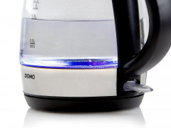 Domo Wasserkocher, 1.2 l, 2200 W, Glas LED Beleuchtung 360° Edelstahlsockel, leise elektrisch ohne Kabel  Чайник Domo, 1,2 л, 2200 Вт, стеклянное светодиодное освещение, основание из нержавеющей стали на 360°, бесшумный электрический без кабеля