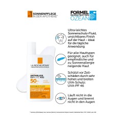 La Roche-Posay ROCHE-POSAY Anthelios Sonnenschutz Invisible Fluid UVMune400 LSF 50+ fur alle Hauttypen geeignet  Солнцезащитный флюид ROCHE-POSAY Anthelios Invisible Fluid UVMune400 SPF 50+ подходит для всех типов кожи