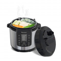 TurboTronic by Z-Line TurboTronic by Z-Line Multikocher 6L mit 2x Topf Edelstahltopf und beschichtet, PLASTIKFREI Silber, 1000 W, Dampfdrucktopf Elektrischer Schnellkochtopf Dampfgarer Schwarz Мультиварка TurboTronic by Z-Line 6л с 2 кастрюлями из нержаве