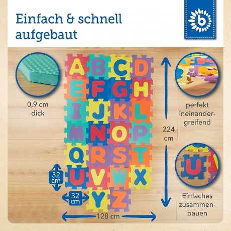 bieco Puzzlematte Baby 60 tlg Spielmatte Baby XXL Puzzle Kinder Krabbeldecke Turnmatte Bodenpuzzle Коврик-пазл для детей