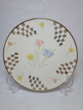 Чайное трио винтажное Winterling Roslau Bavaria, белый фарфор с цветочным рисунком и геометрическим позолоченным узором, 12 x 5,5 см / 15 см / 19,5 см, Германия, 1960-70гг.