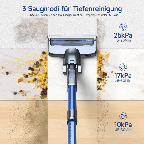 oyajia oyajia Akku-Stielstaubsauger freistehend Akku Staubsauger Kabellos mit 25000pa LED-Licht, 220,00 W, beutellos, 50 Min. Laufzeit, 6-in-1 Staubsauger fur Hartboden Teppiche Tierhaare Blau Беспроводной пылесос oyajia, отдельно стоящий беспроводной пыл