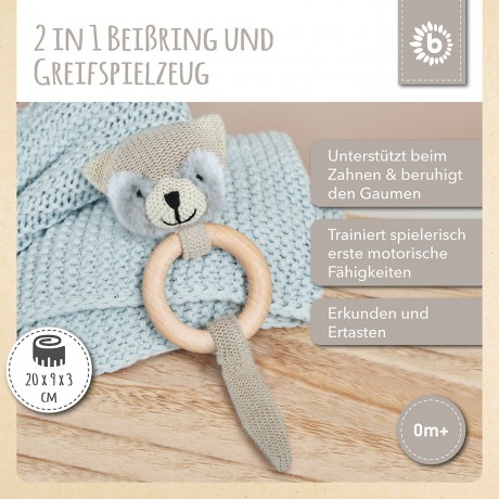 bieco Greifling Holz Natur und Baumwolle Baby Beissring 10cm Greifring 0 M Babyrassel Greiflinge Игрушка-клатч из натурального дерева и хлопка