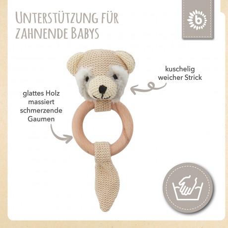 bieco Greifling Holz Natur und Baumwolle Baby Beissring 10cm Greifring 0 M Babyrassel Greiflinge Игрушка-клатч из натурального дерева и хлопка