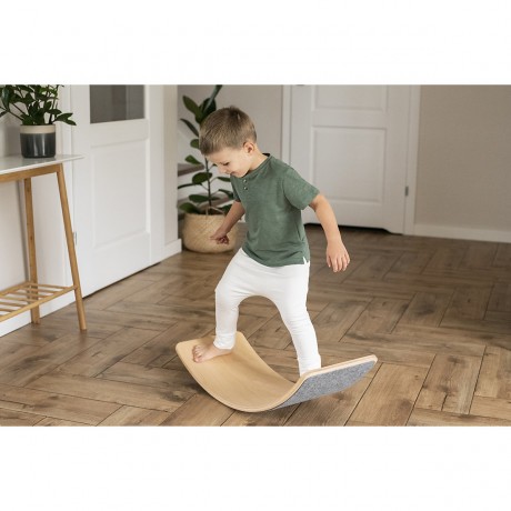 MeowBaby Balance Board fur Kinder 80x30cm aus Holz mit Filz Балансборд детский 80х30см из дерева с войлоком